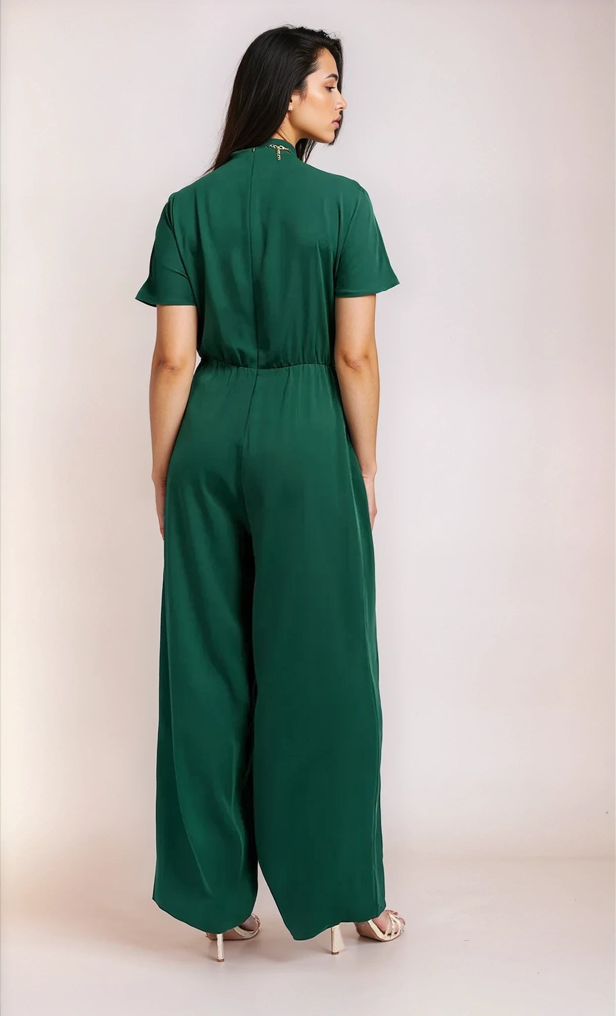 Green Drape Detail Jumpsuit