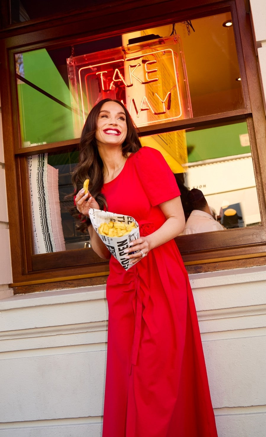 Red Rosette Midaxi Dress by Vicky Pattison