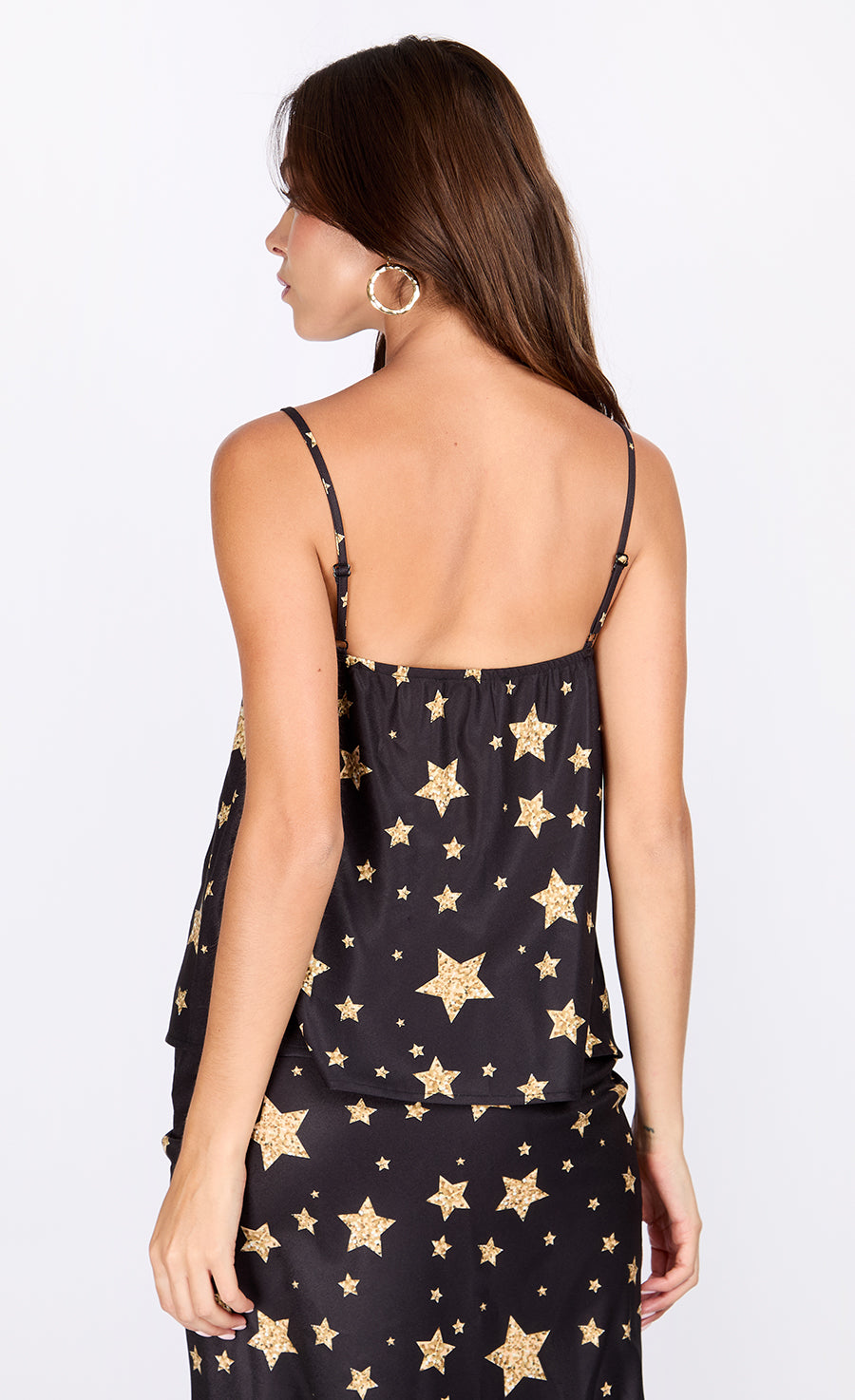iSKA Star Print Satin Cami Top