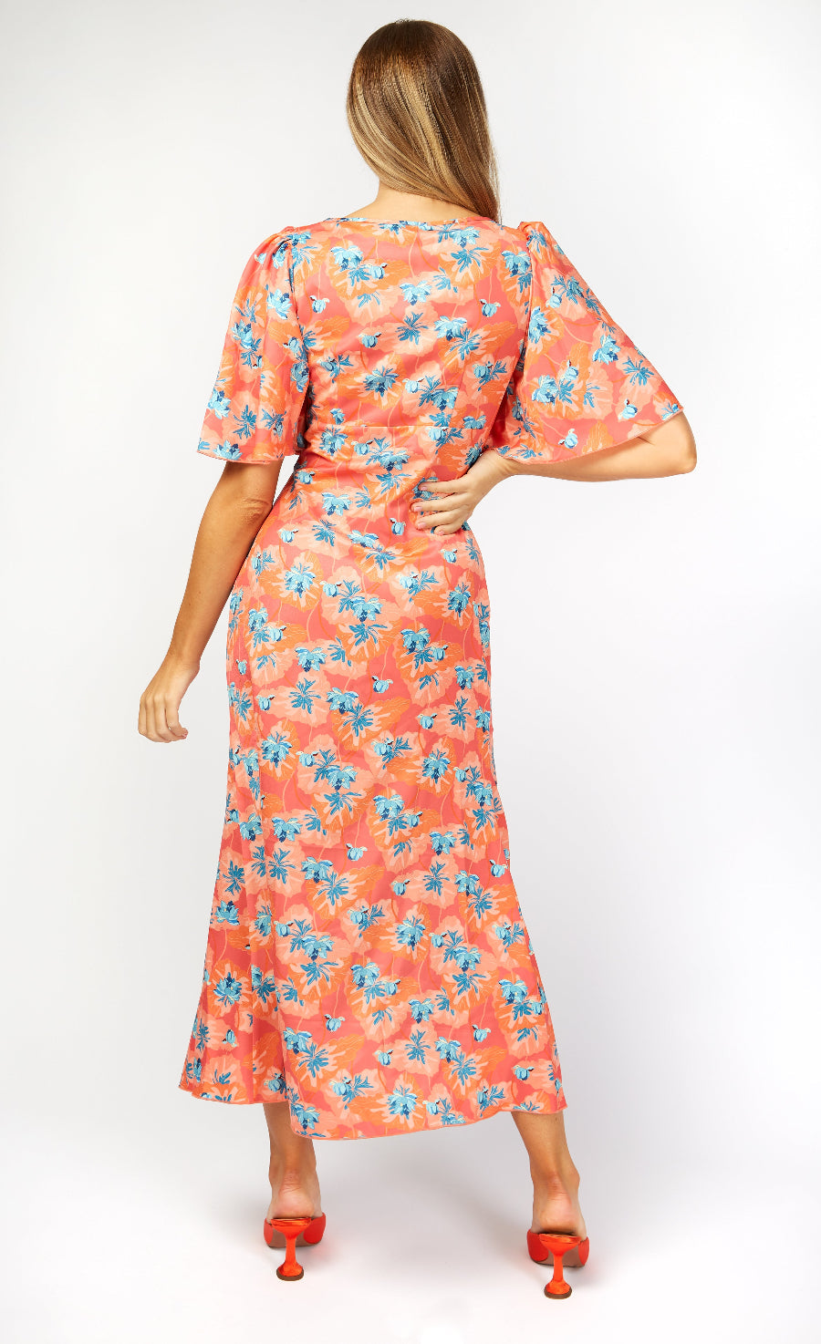 Malorie Floral Print Ruched Front Maxi Dress