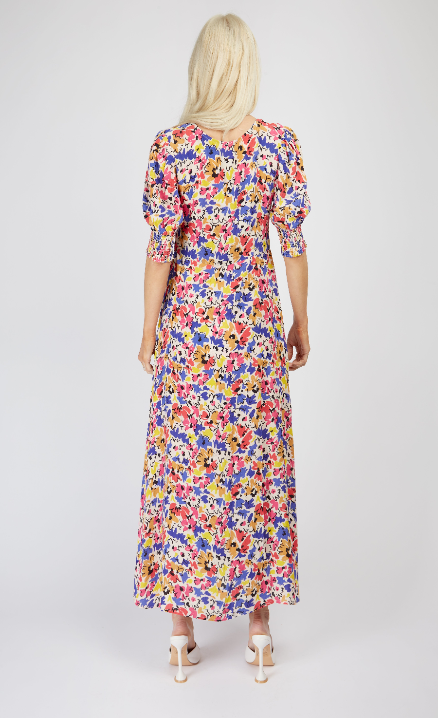 Floral Print Button Detail Midi Dress