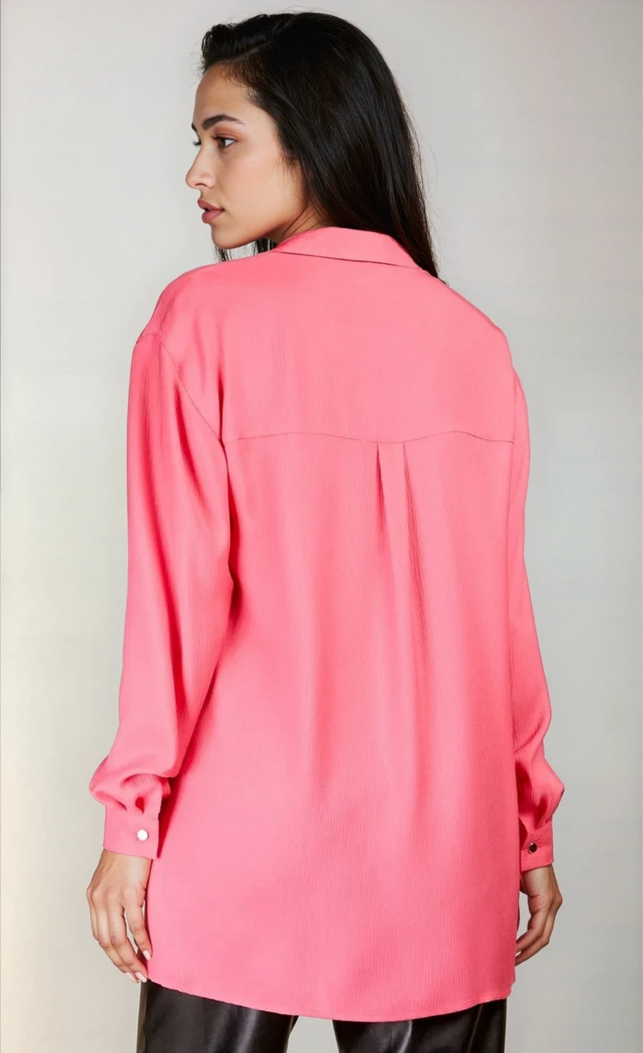 Fuchsia Satin Oversized Shirt