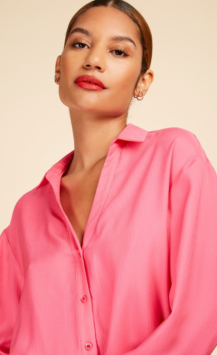 Fuchsia Satin Oversized Shirt