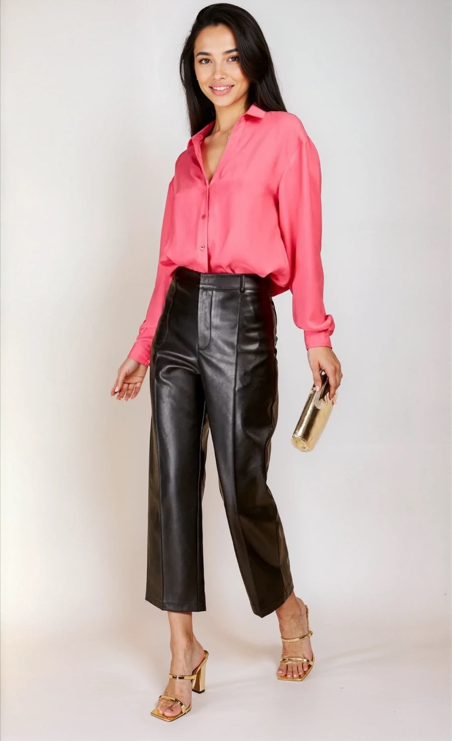 Fuchsia Satin Oversized Shirt