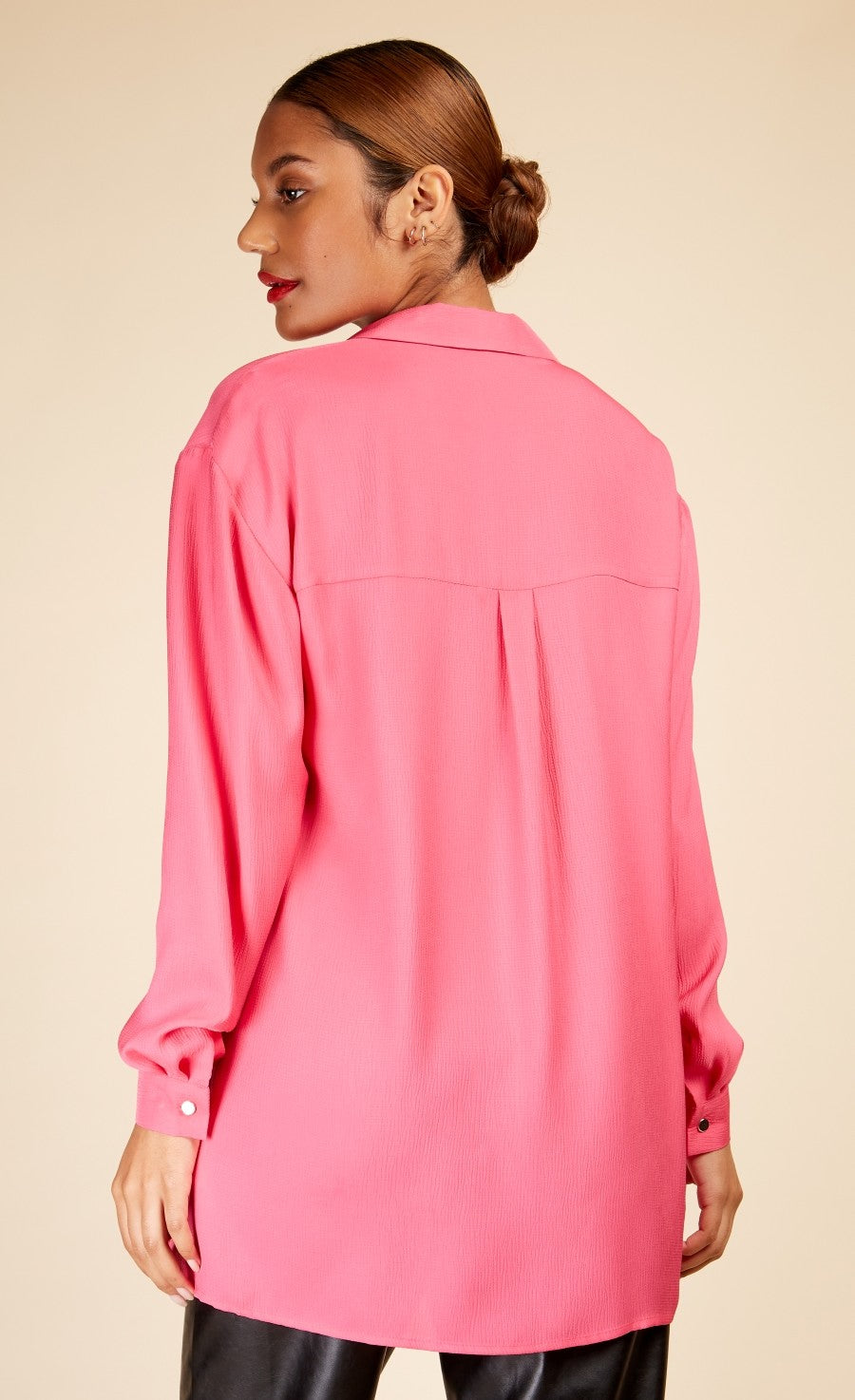 Fuchsia Satin Oversized Shirt