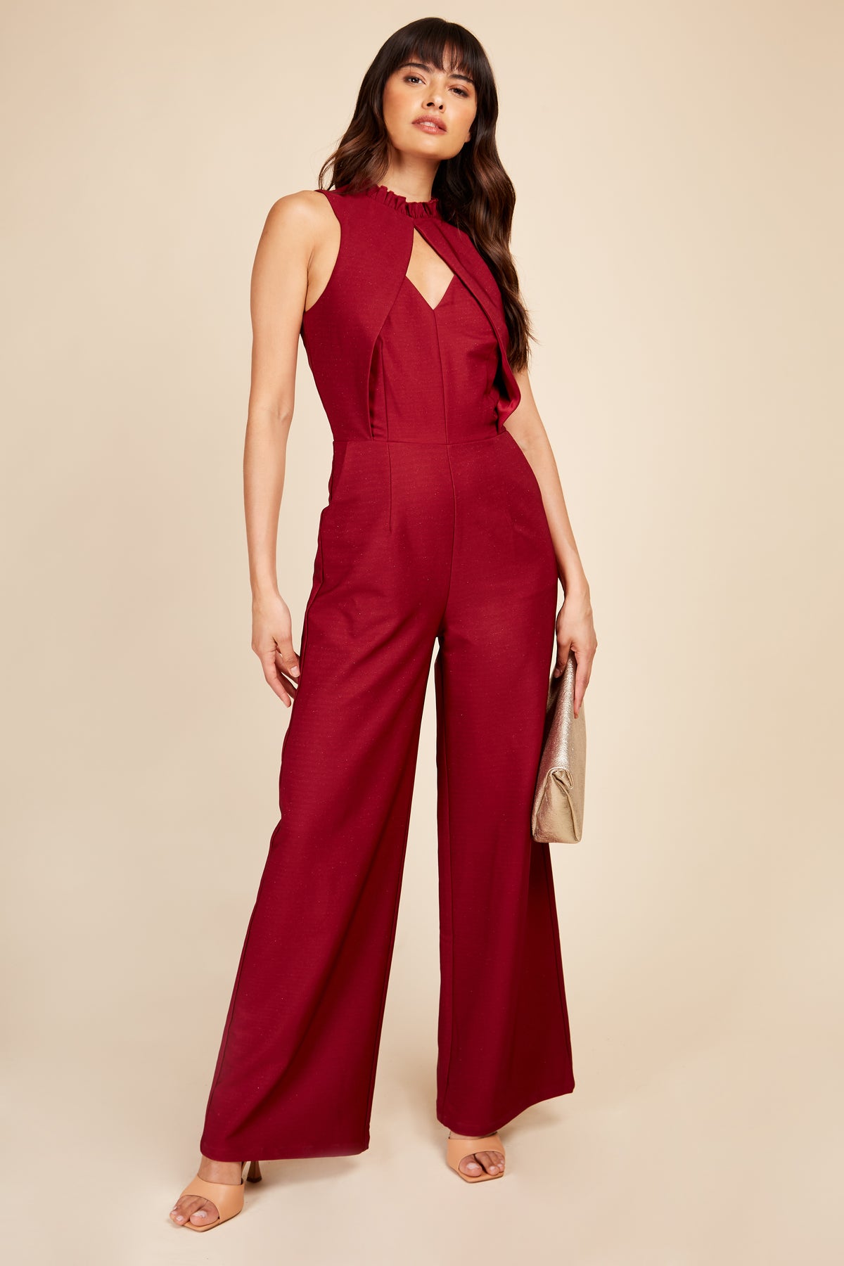 Berry Shimmer Cut-Out Jumpsuit