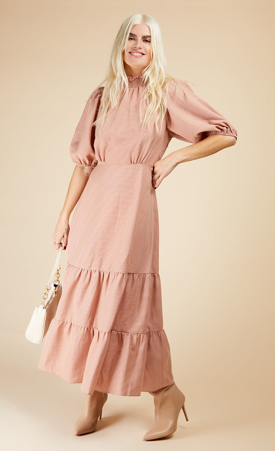 Summer Gingham Tiered Midaxi Dress