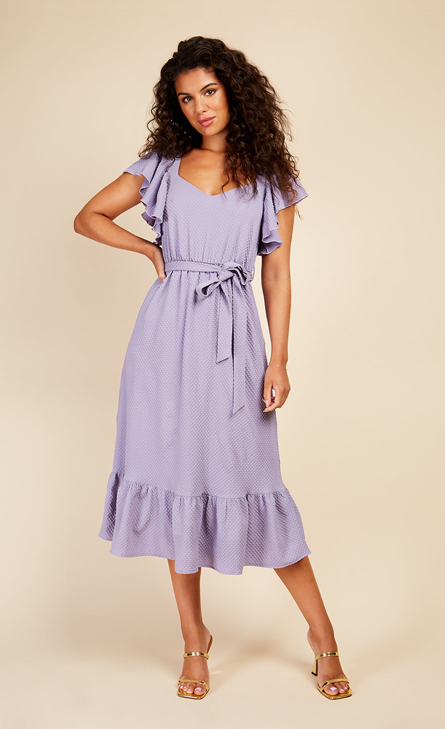 Iris Texture Frill Midaxi Dress