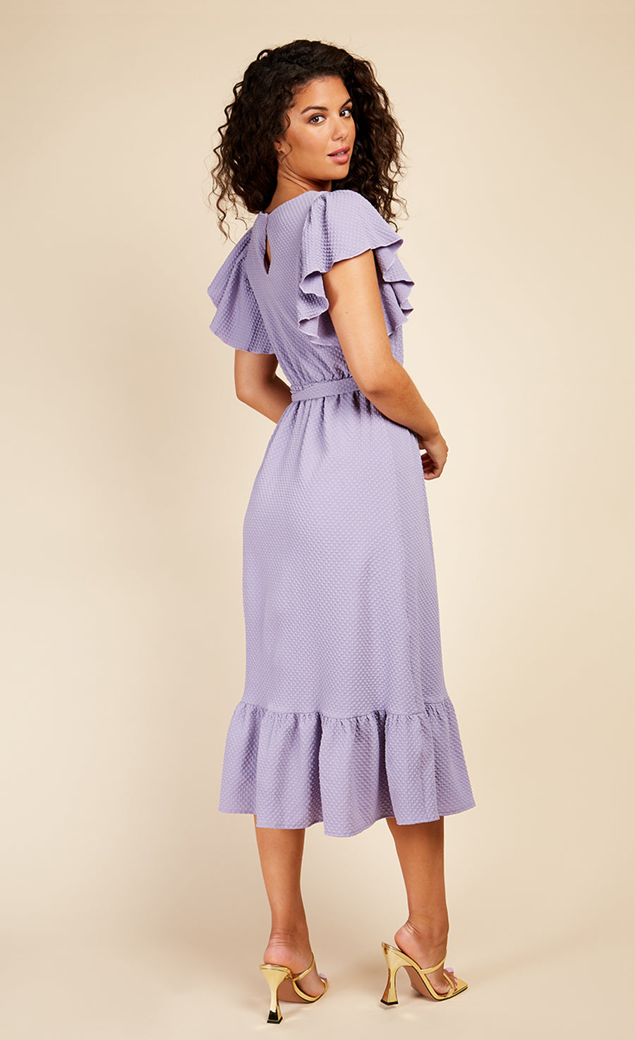 Iris Texture Frill Midaxi Dress