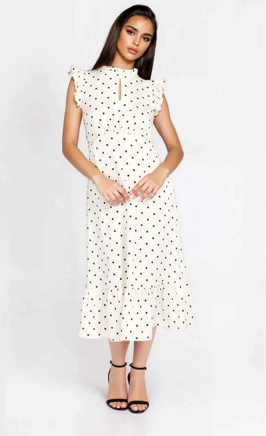 Polka Dot Satin Midaxi Dress