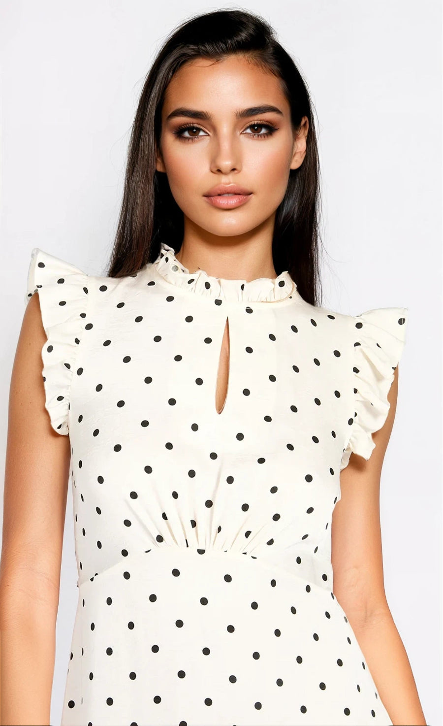 Polka Dot Satin Midaxi Dress