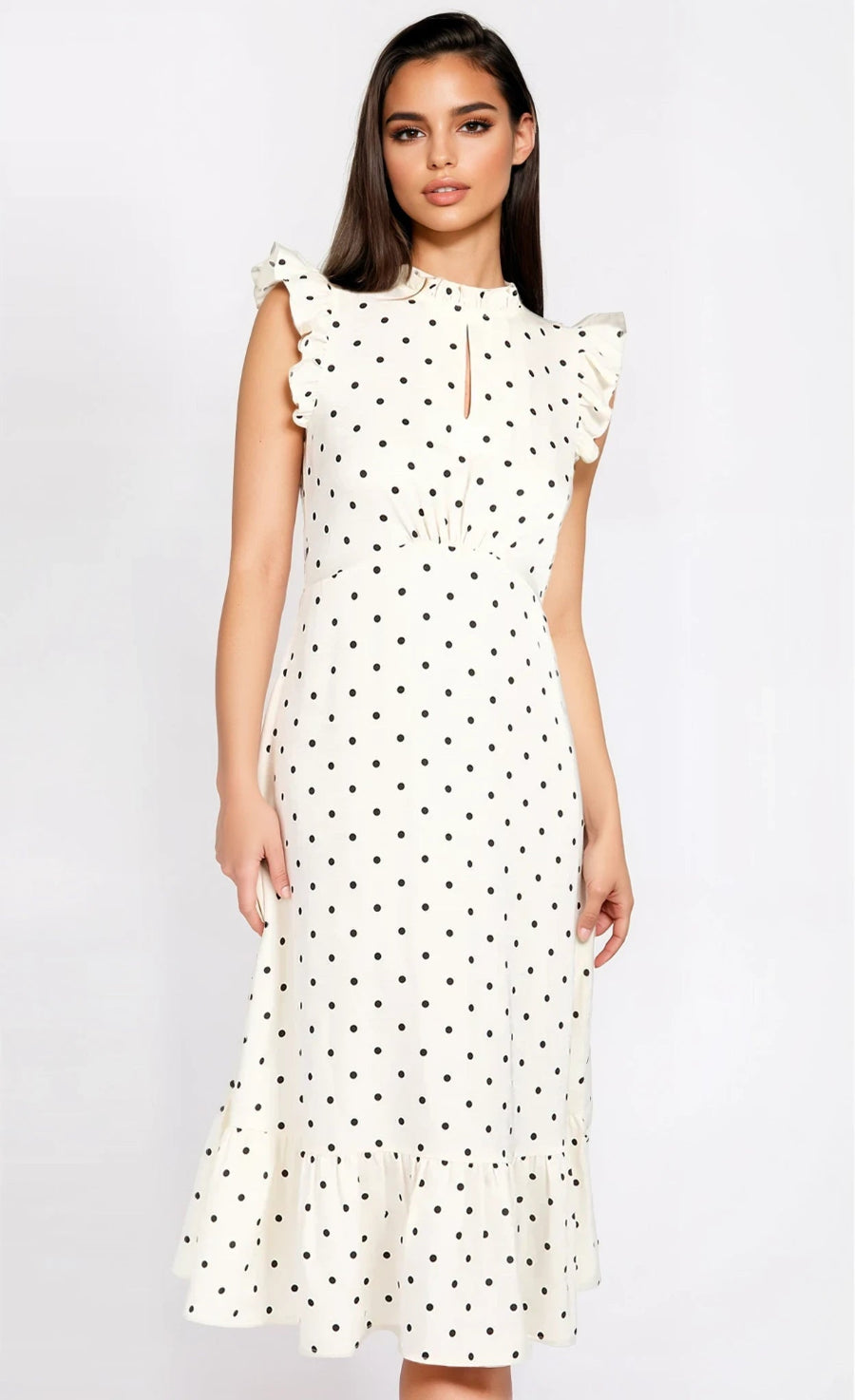 Polka Dot Satin Midaxi Dress
