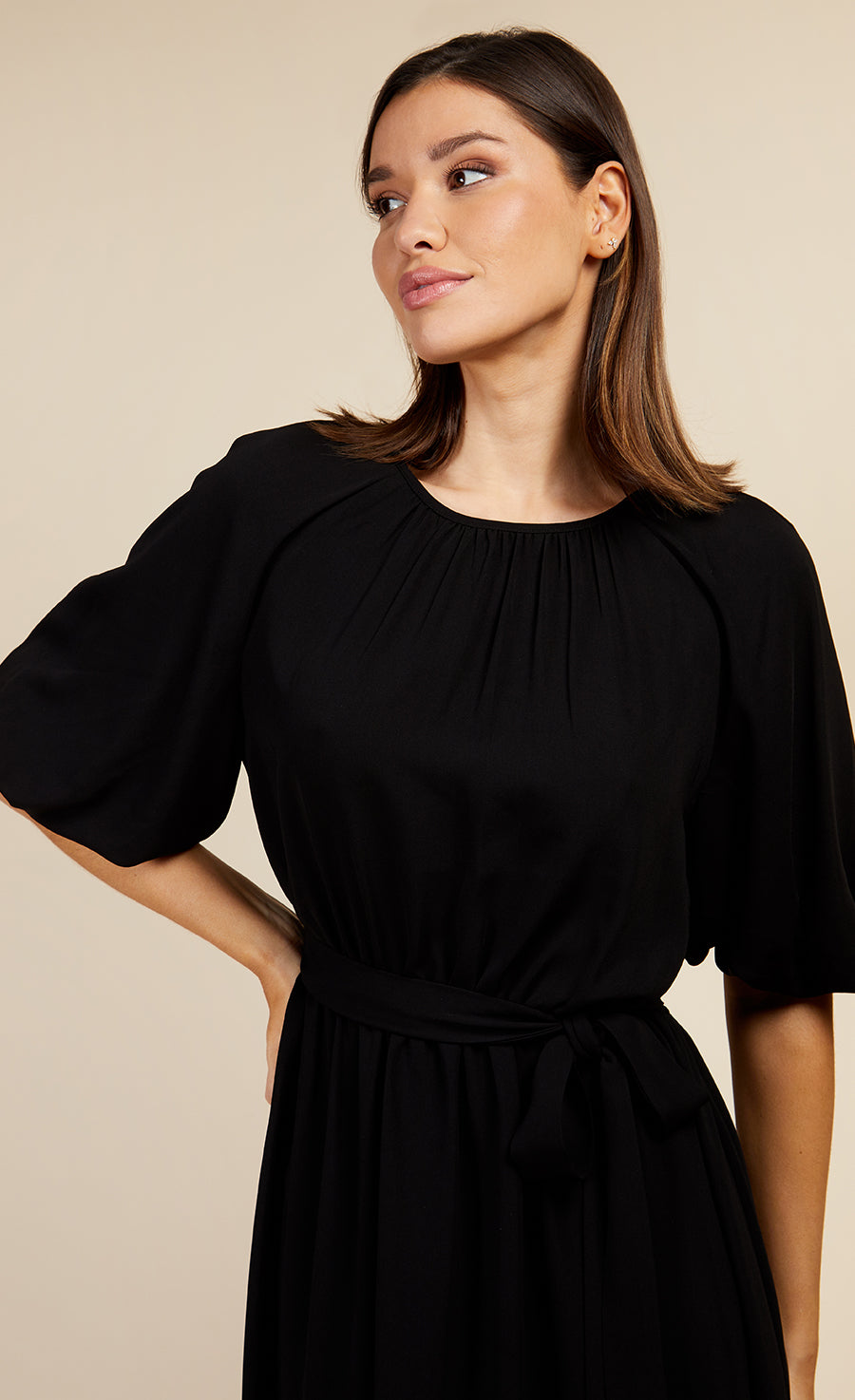Black Puff Sleeve Midaxi Dress