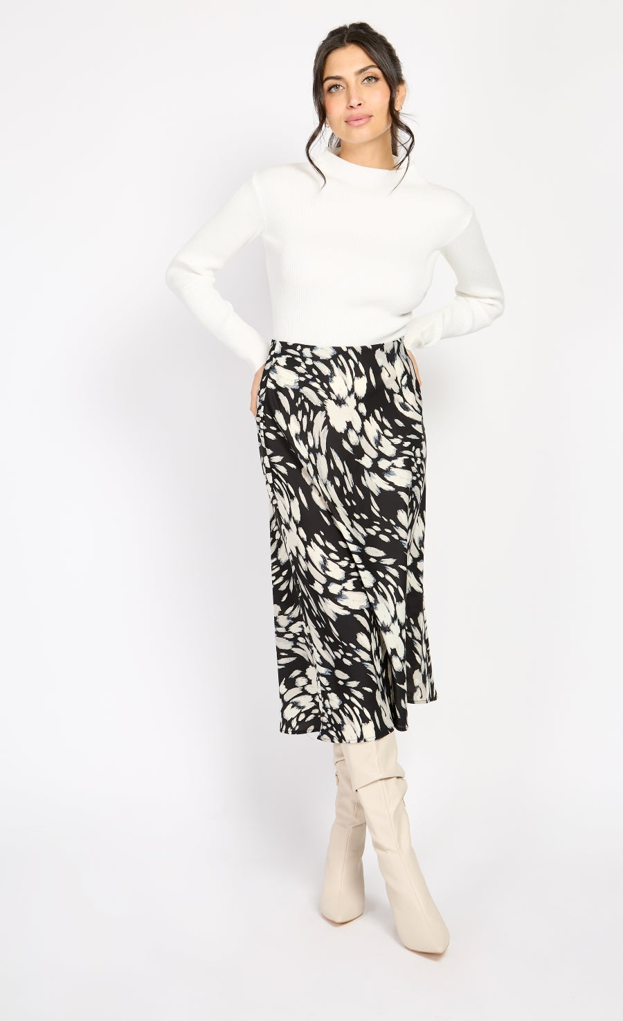 Animal Print Midi Slip Skirt