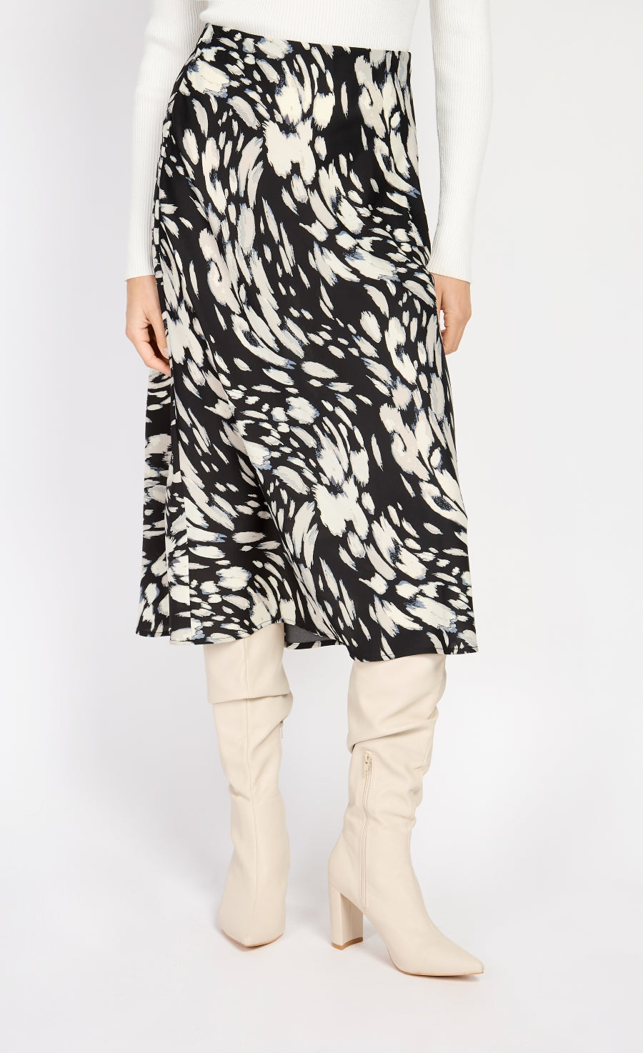 Animal Print Midi Slip Skirt