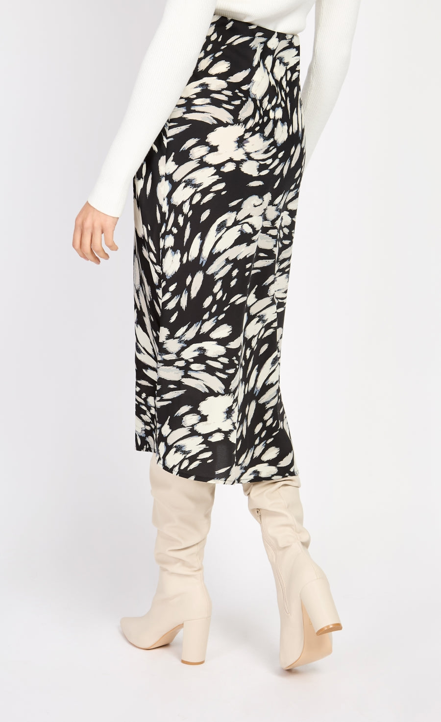 Animal Print Midi Slip Skirt