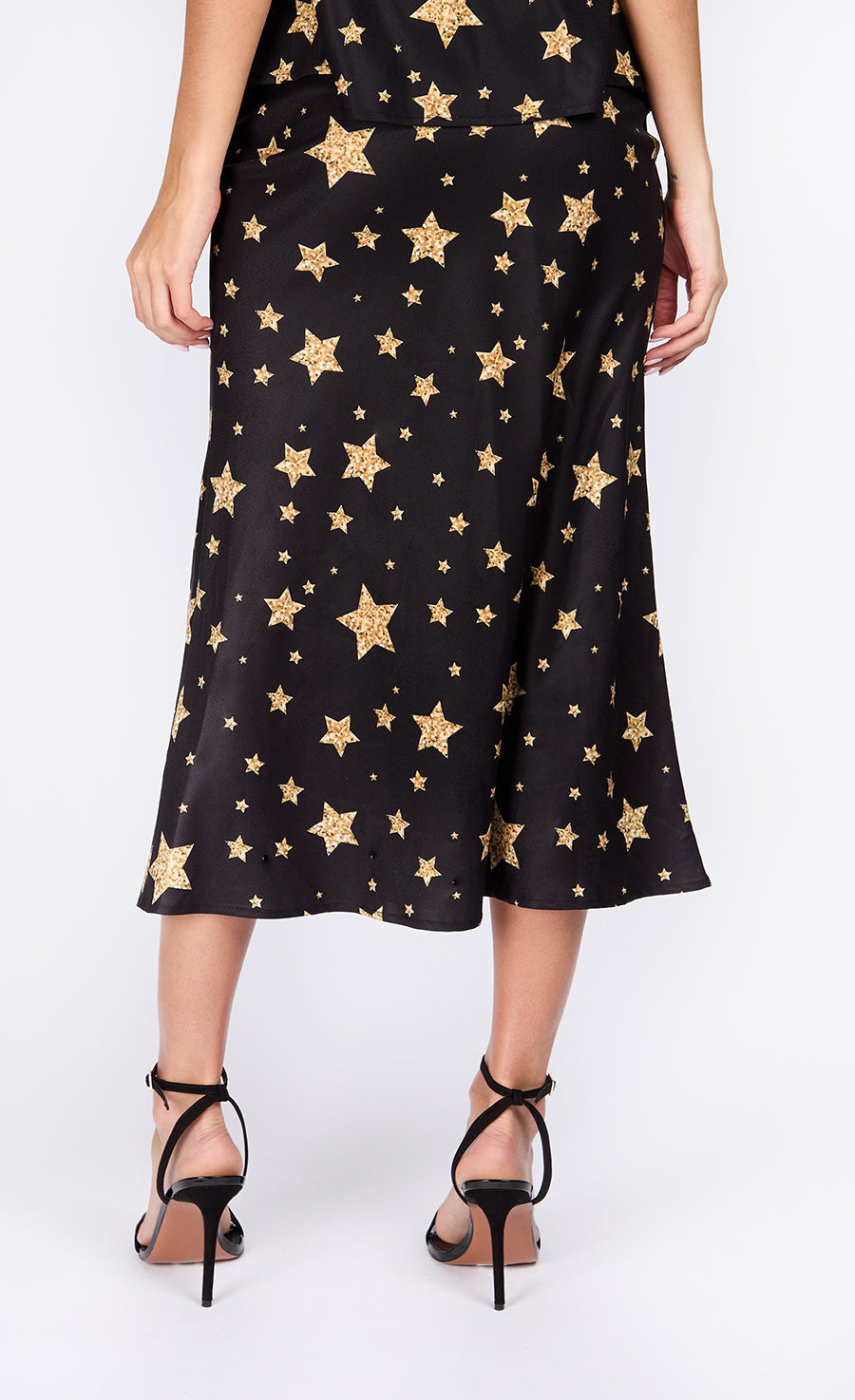 iSKA Star Print Satin Midi Skirt