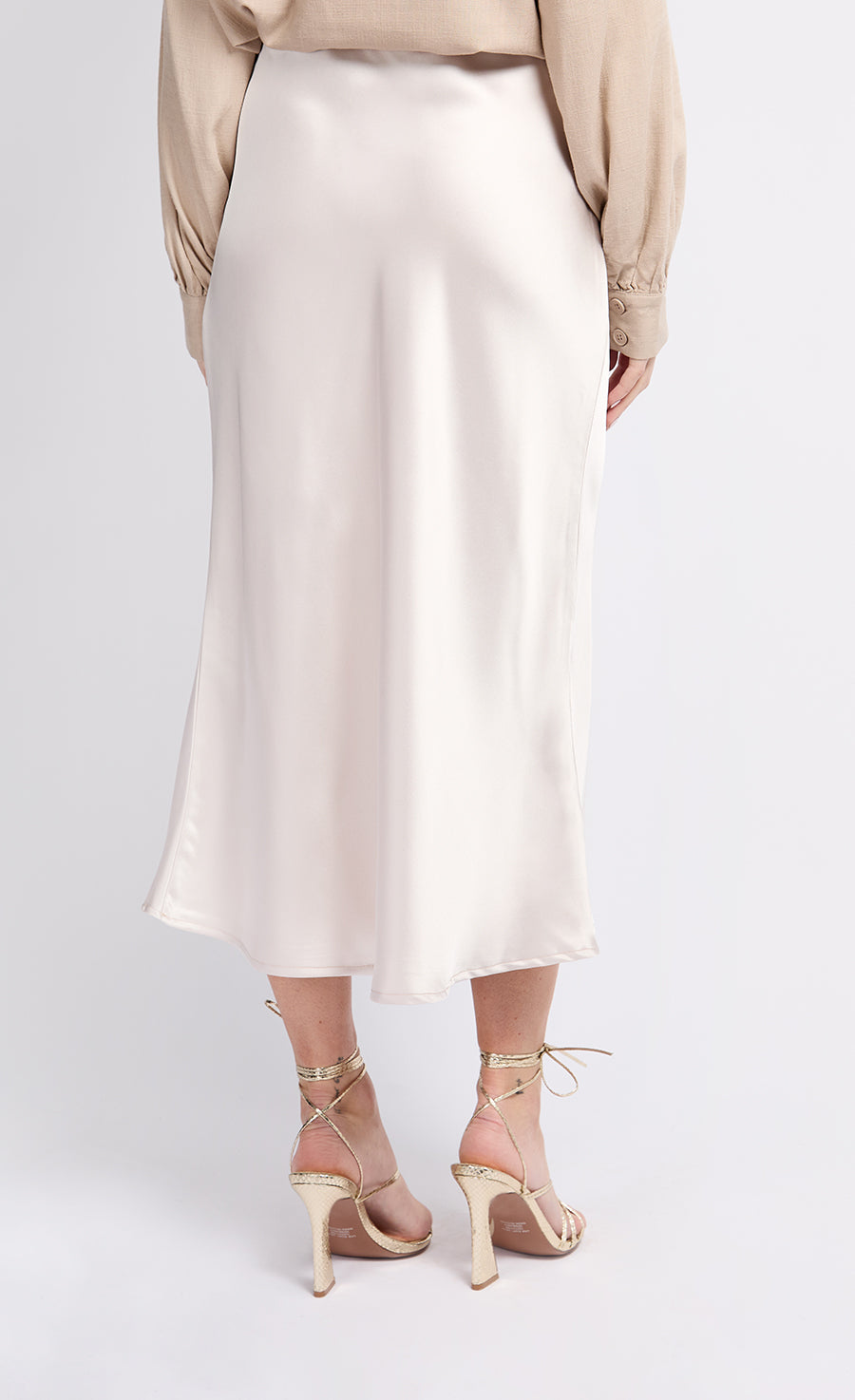 Oyster Satin Midi Skirt