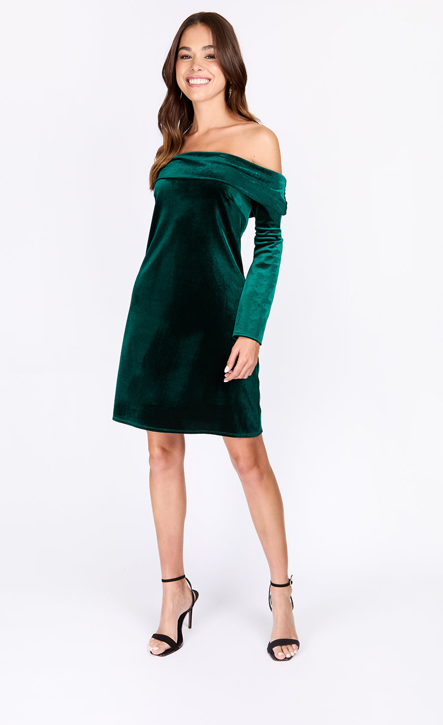 iSKA Green Velvet Bardot Mini Dress