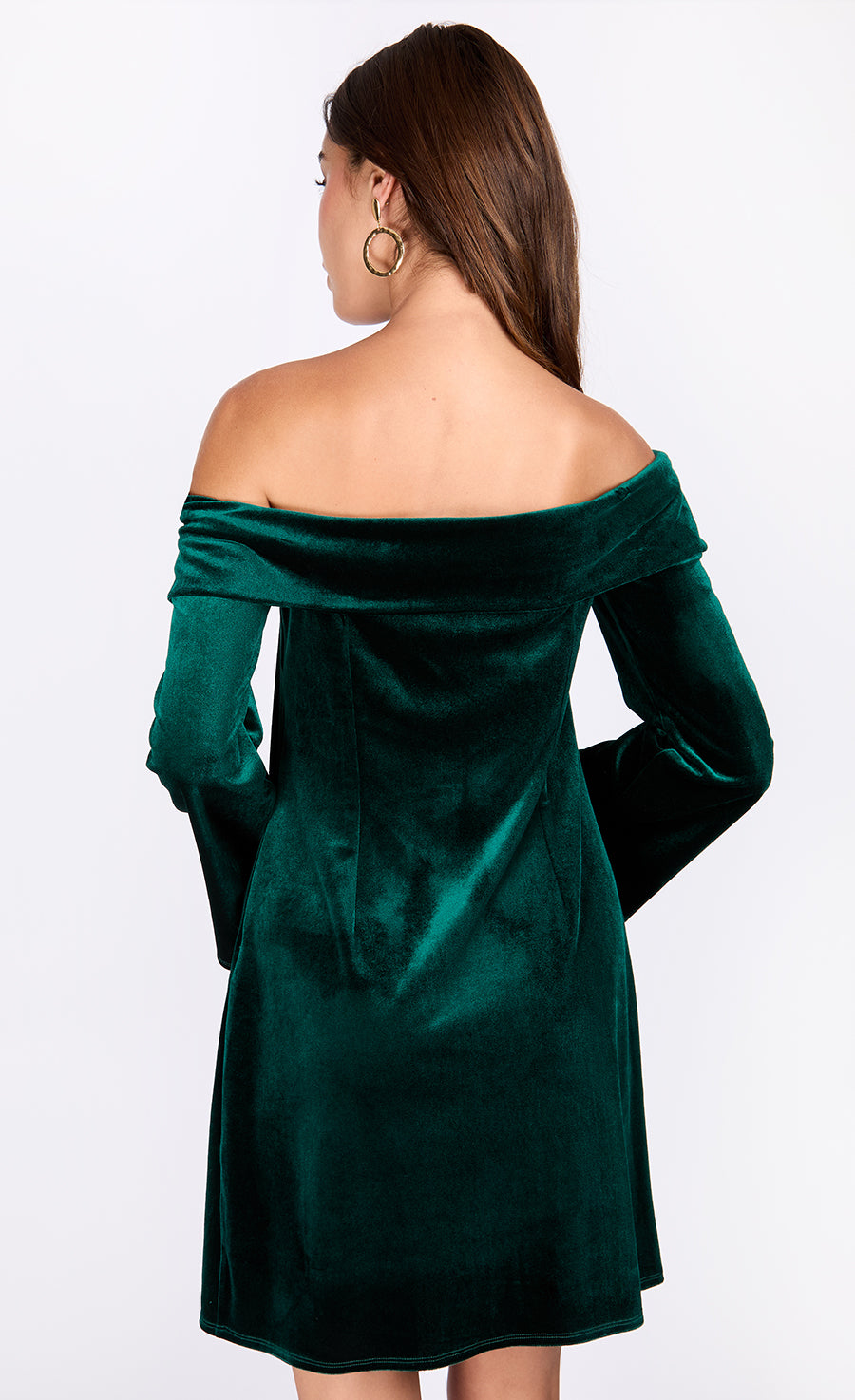 iSKA Green Velvet Bardot Mini Dress