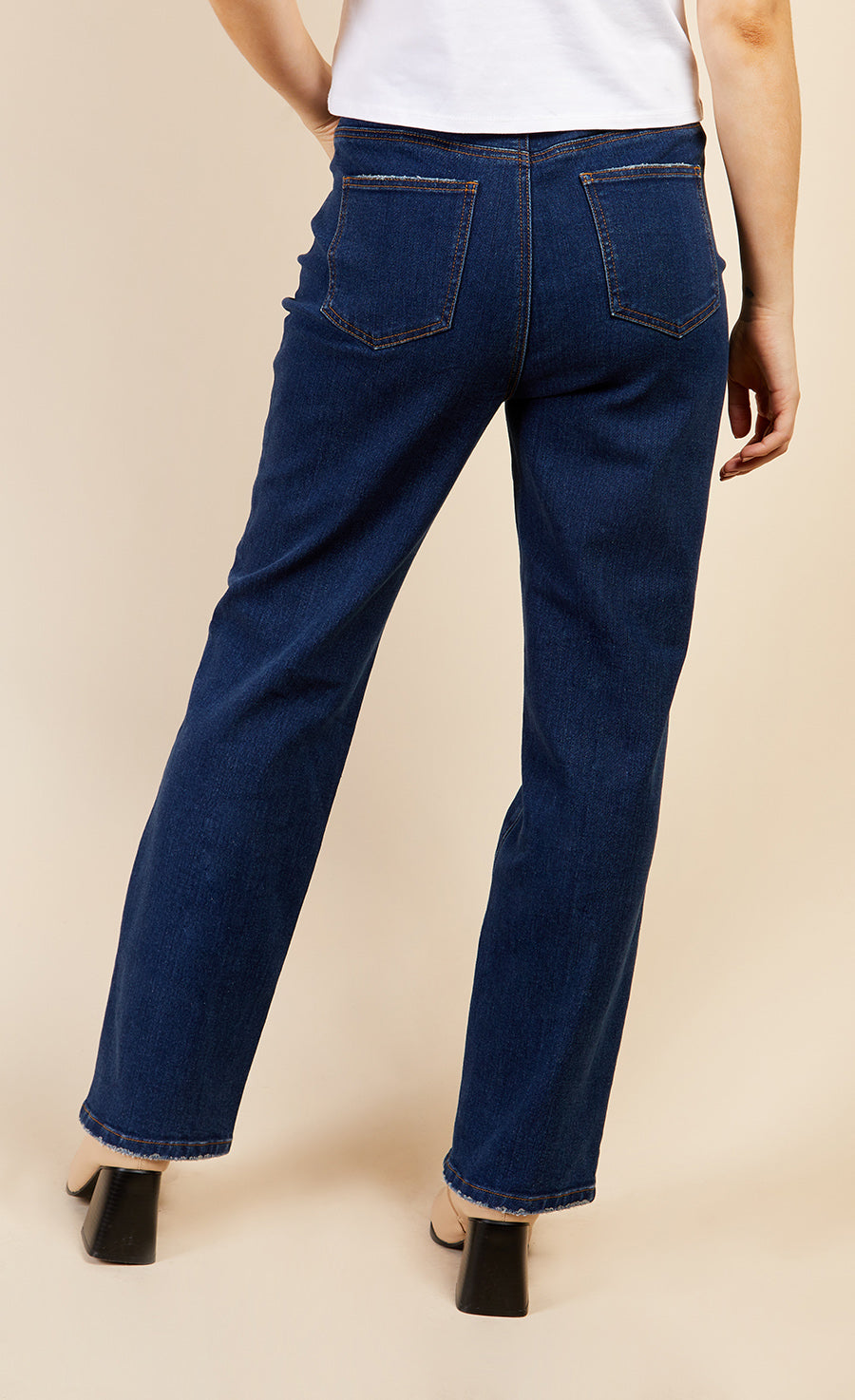 Mid-Blue Straight Denim Jeans