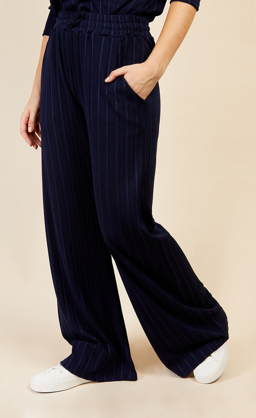 Navy Ribbed Trousers by Vogue Williams