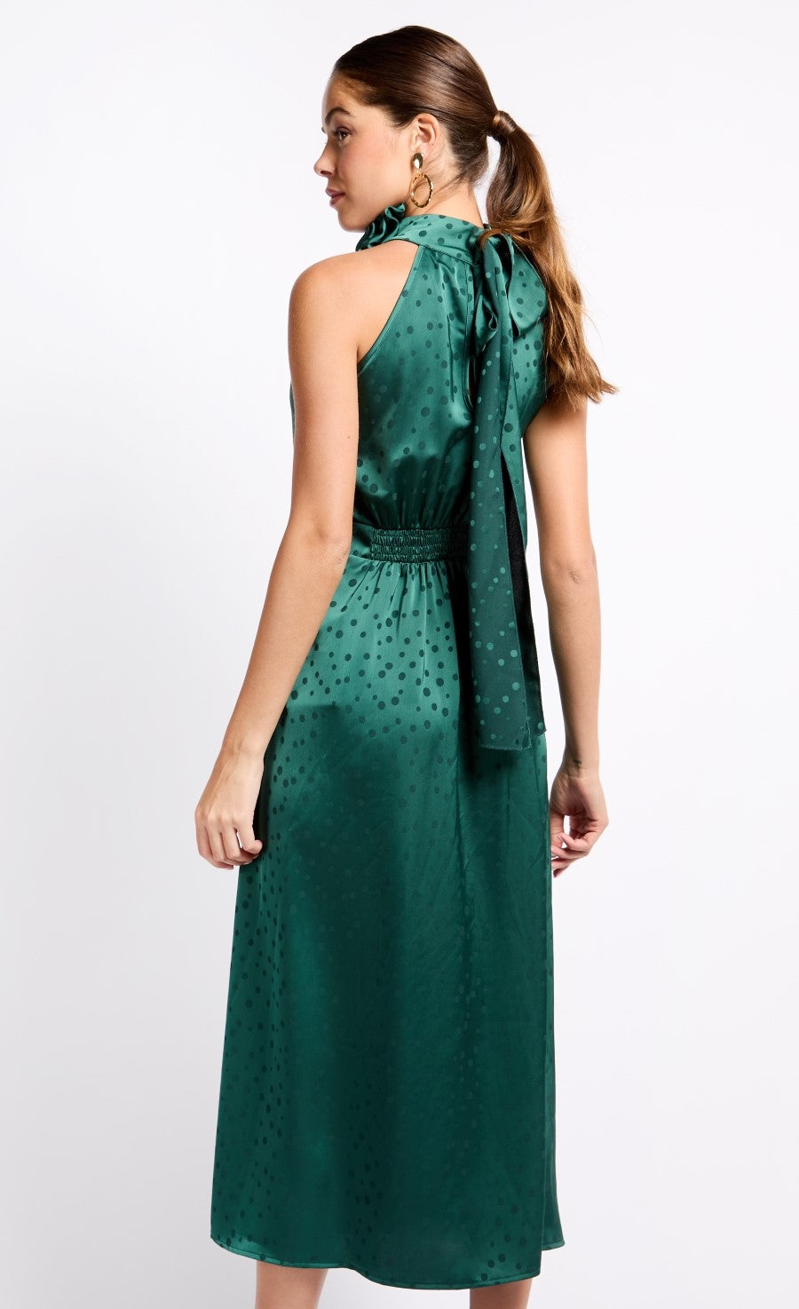 iSKA Green Satin Rosette Midaxi Dress