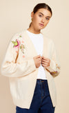 Oatmeal Embroidery Knit Cardigan by Vogue Williams