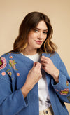 Blue Embroidery Knit Cardigan by Vogue Williams