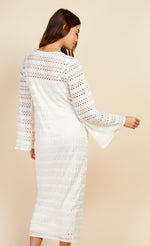 Cream Crochet Knit Midaxi Dress by Vogue Williams