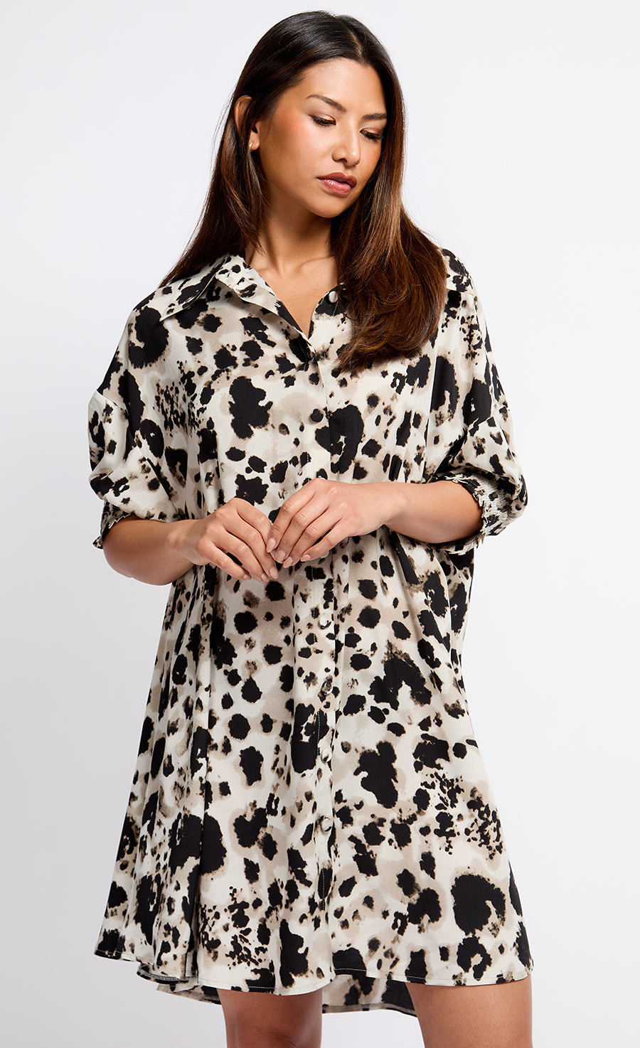Animal Print Shirt Dress