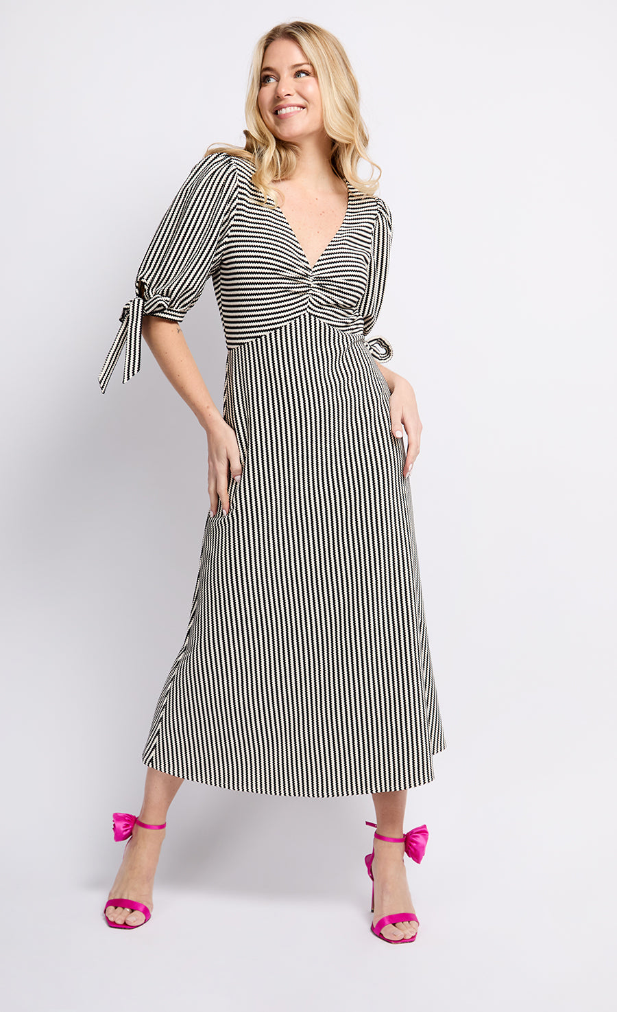 xs mini dress Tencel Gabrielle adorned bow thats detachable Green Dress Long Dress may-launch-2122 Color:Off-White