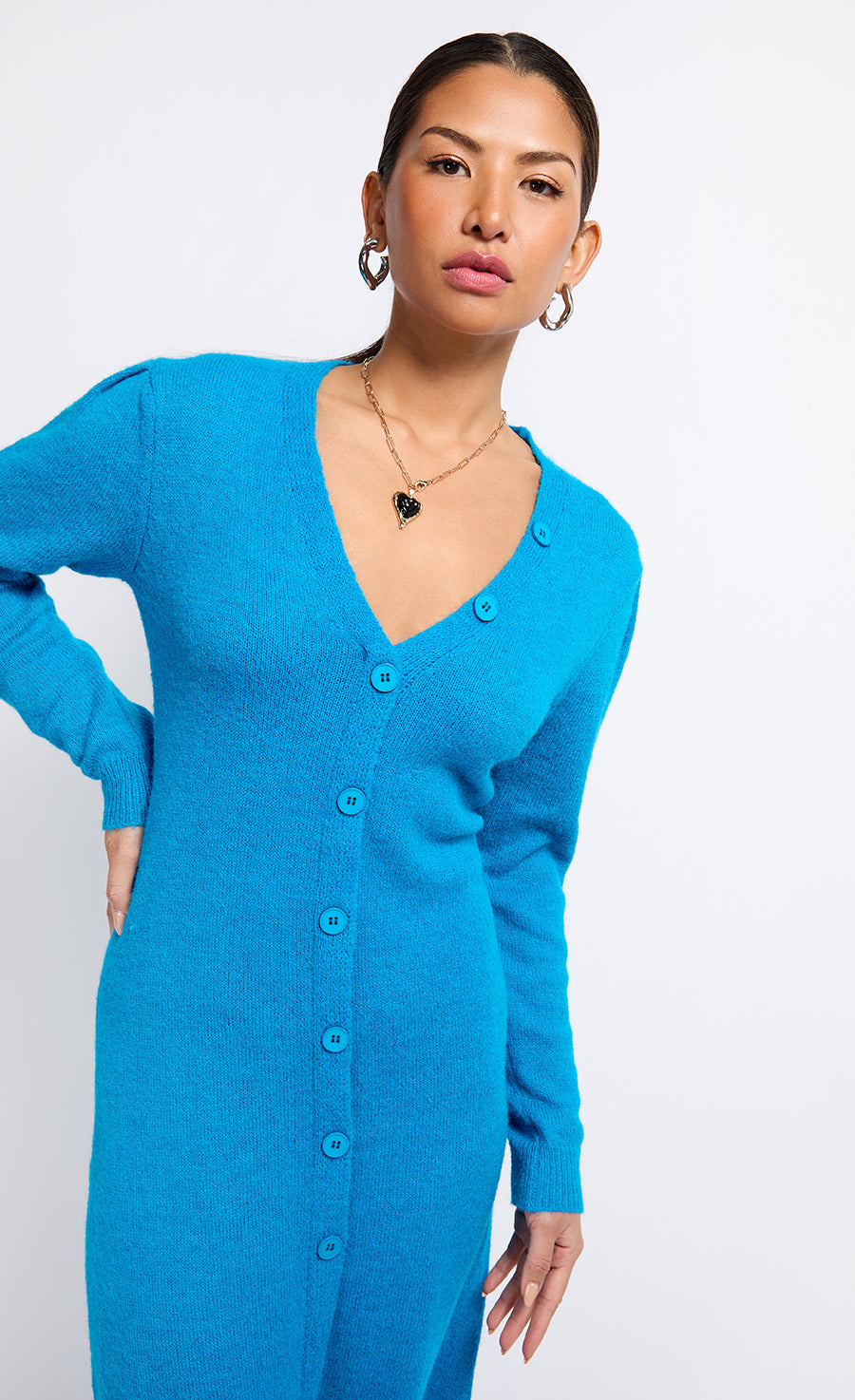 Azure Blue Knit Midaxi Dress