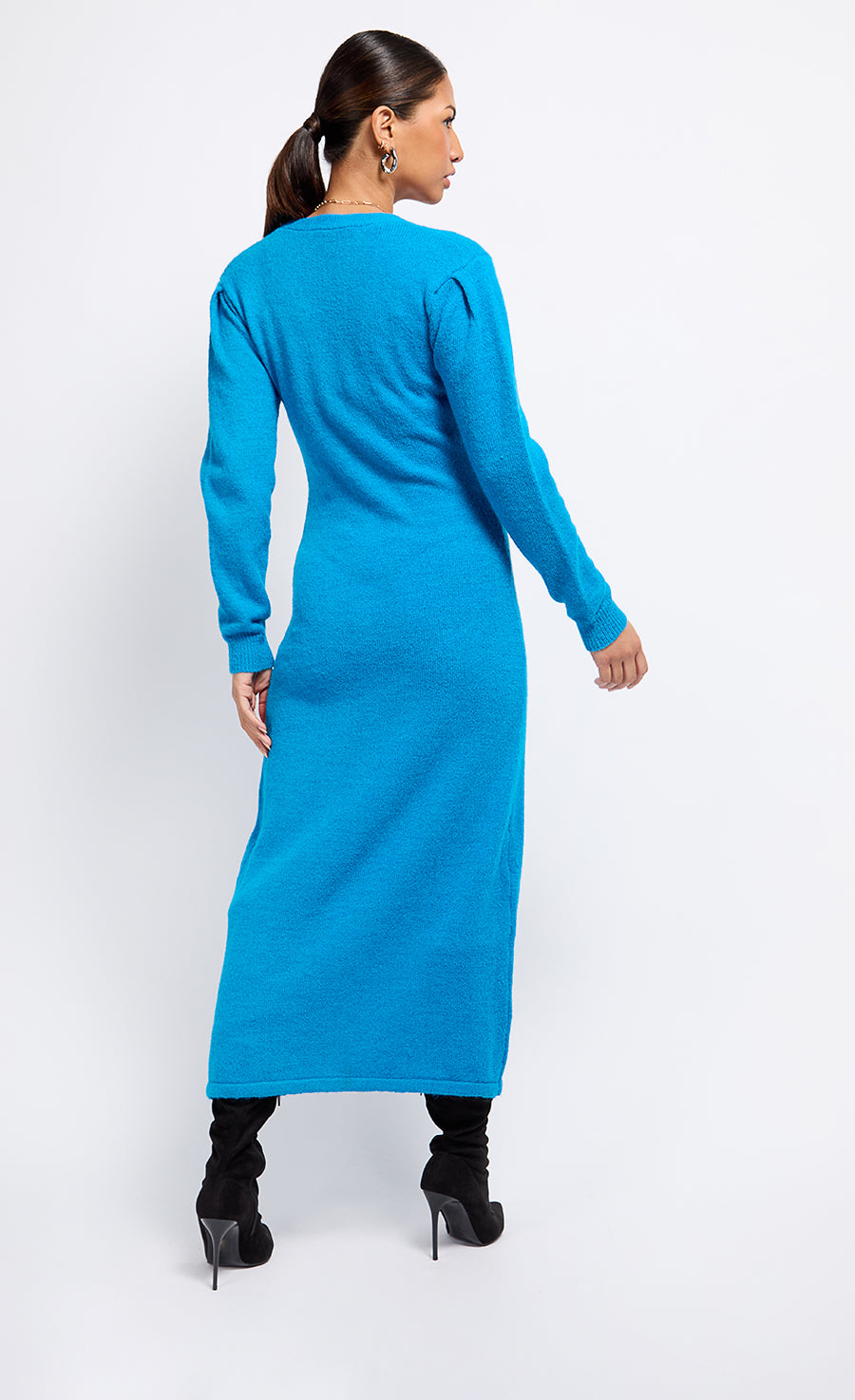 Azure Blue Knit Midaxi Dress