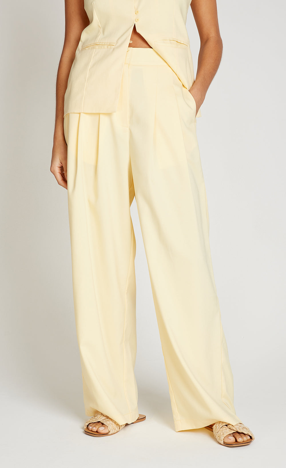 Butter Yellow Wide Leg Trousers