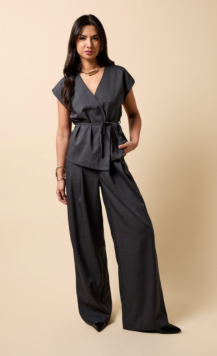 Aurelia Pewter Wide Leg Trousers