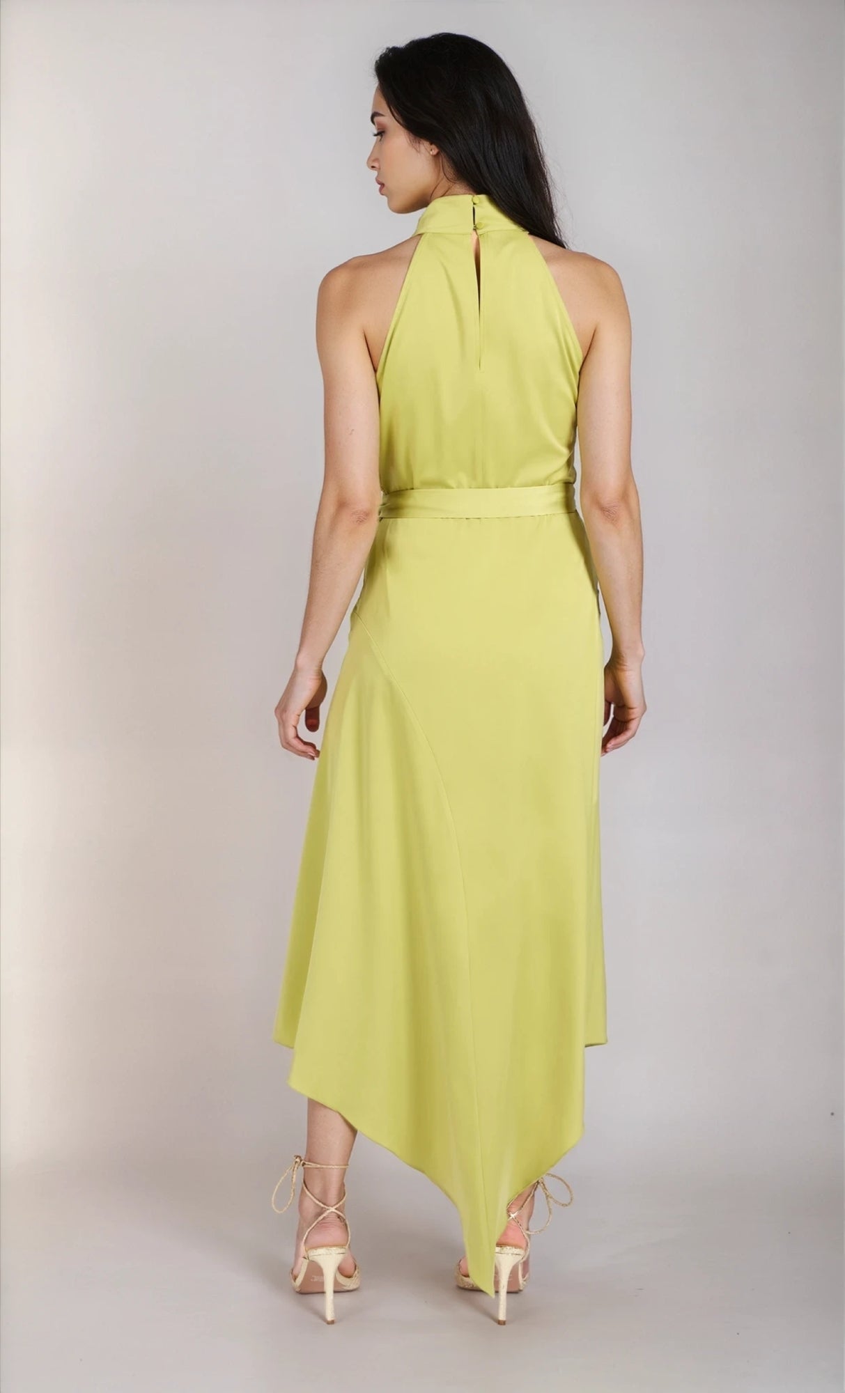 Olive Satin Midaxi Dress