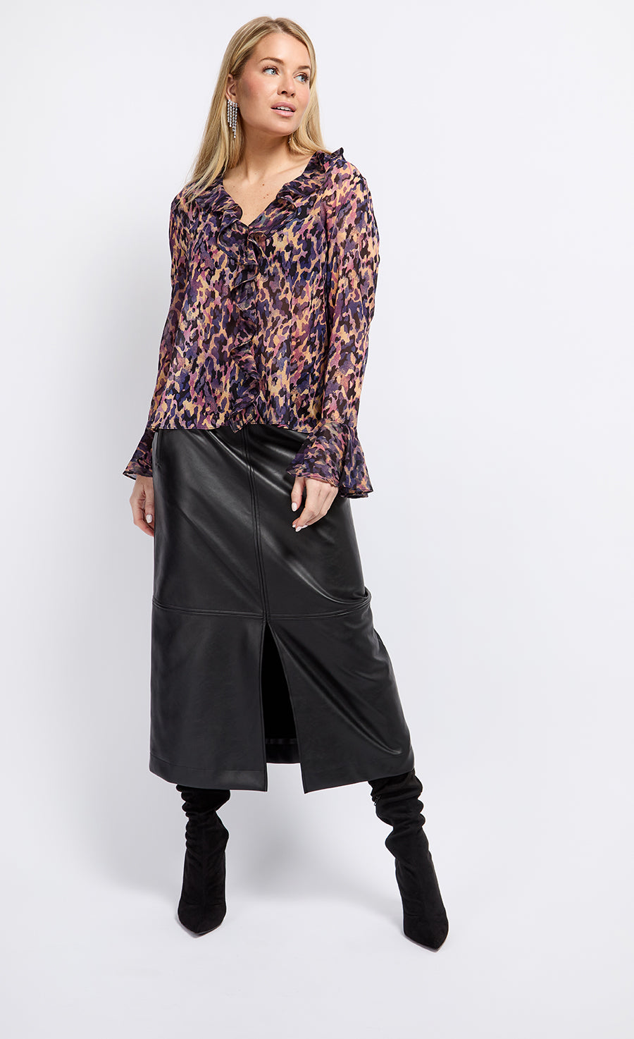 Animal Print Frill Top