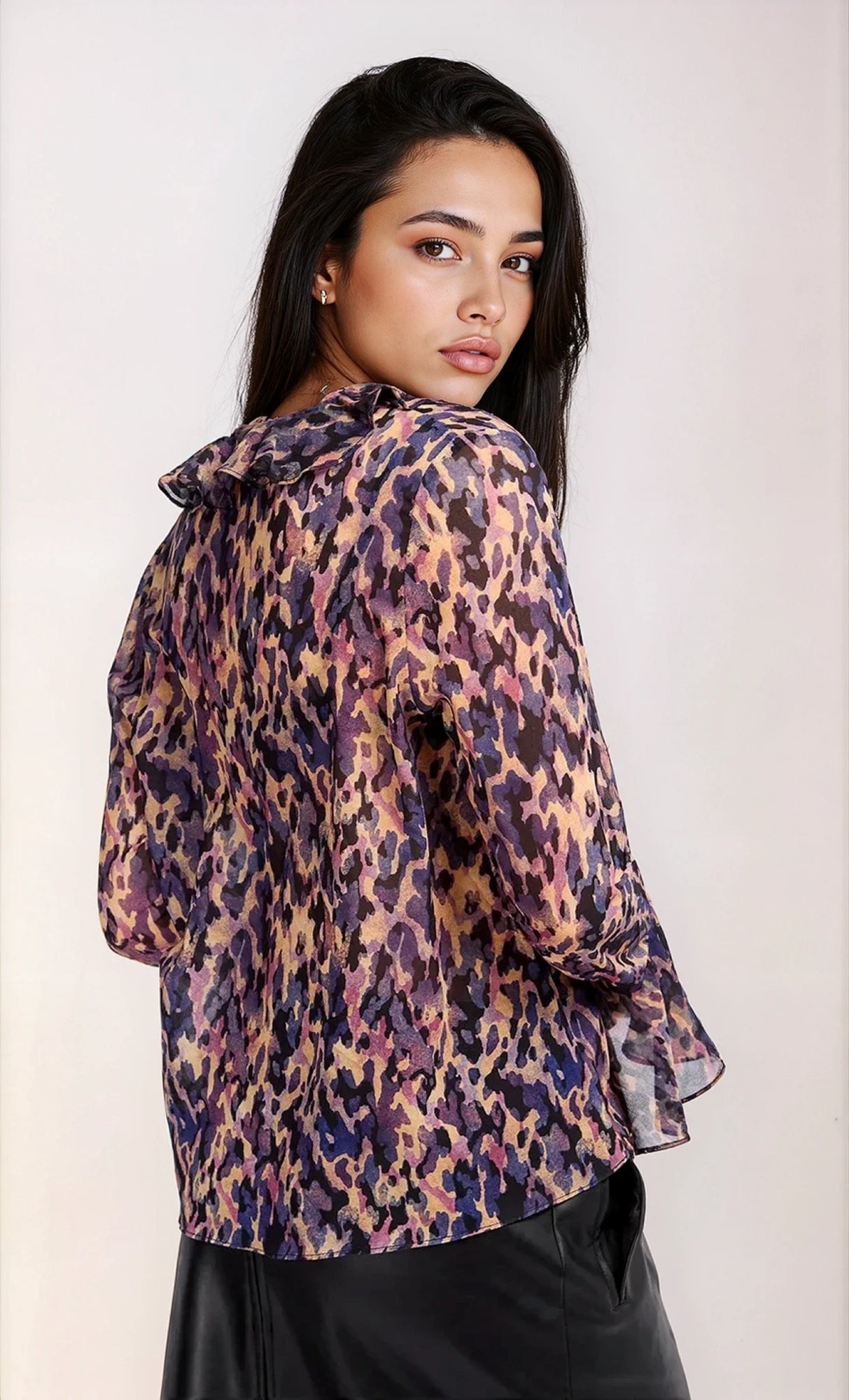 Animal Print Frill Top