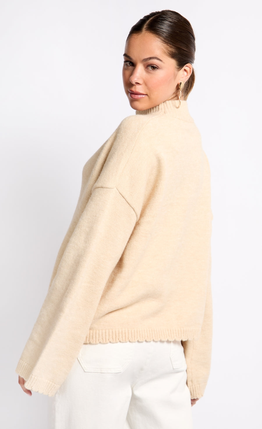 Oatmeal Knit Keyhole Top