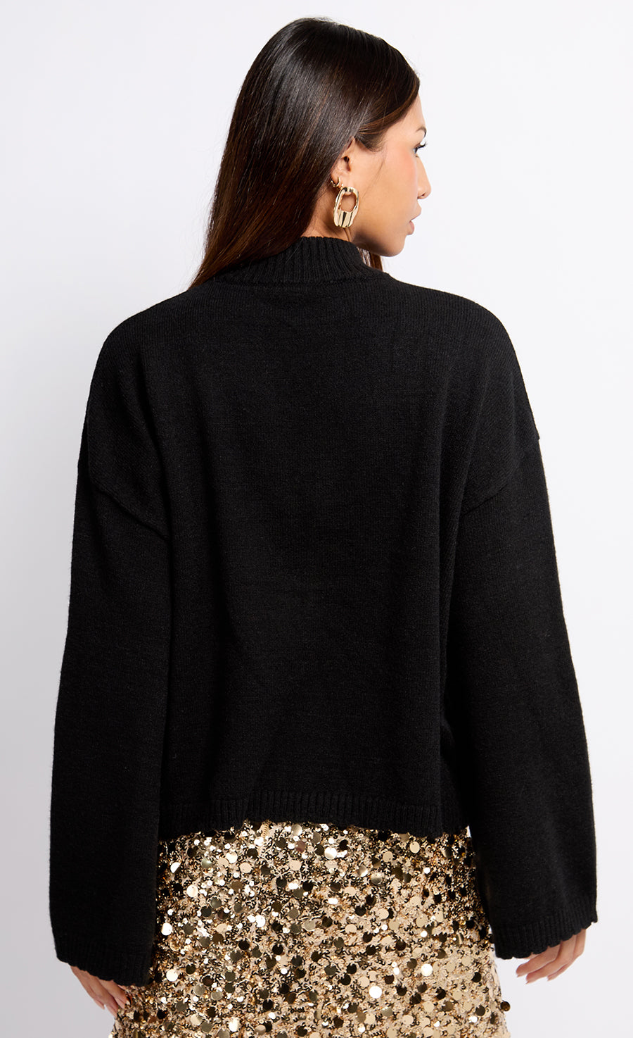 Black Knit Keyhole Top