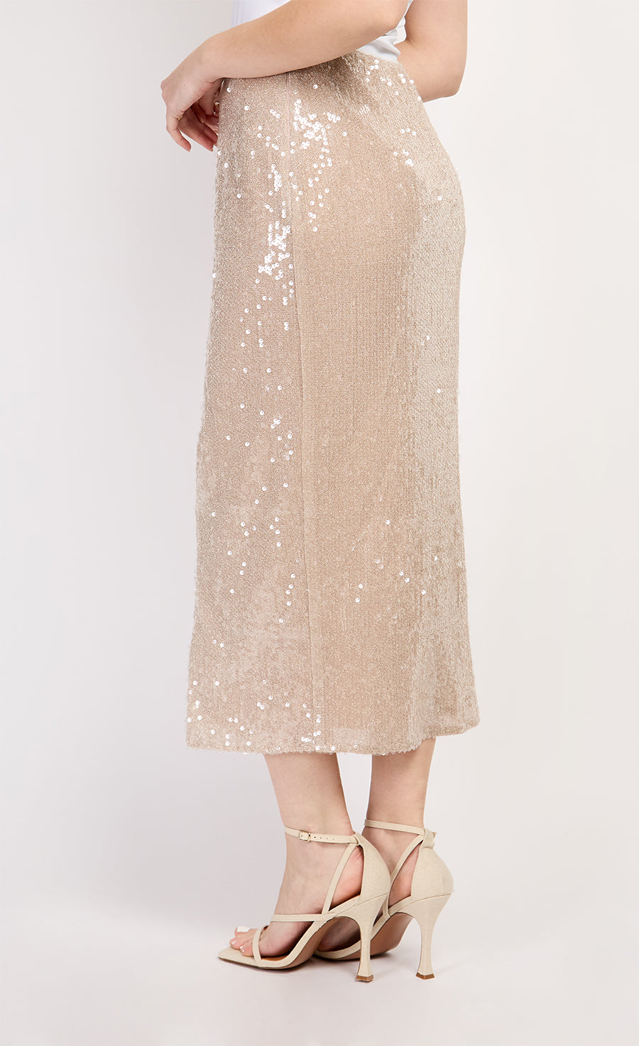 Nude Sequin Midaxi Skirt