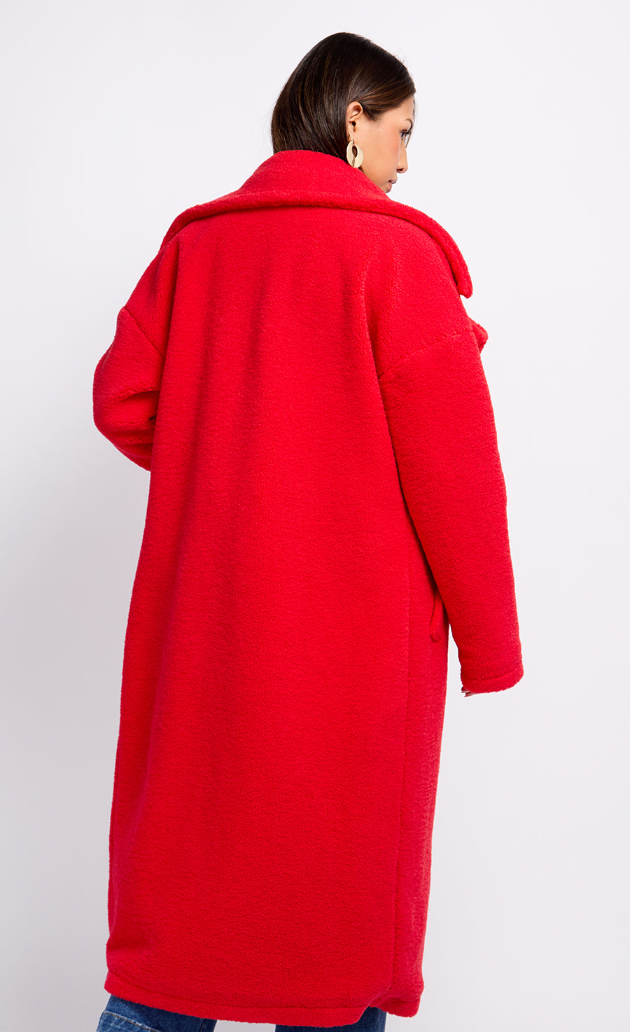 Oversized Red Teddy Coat