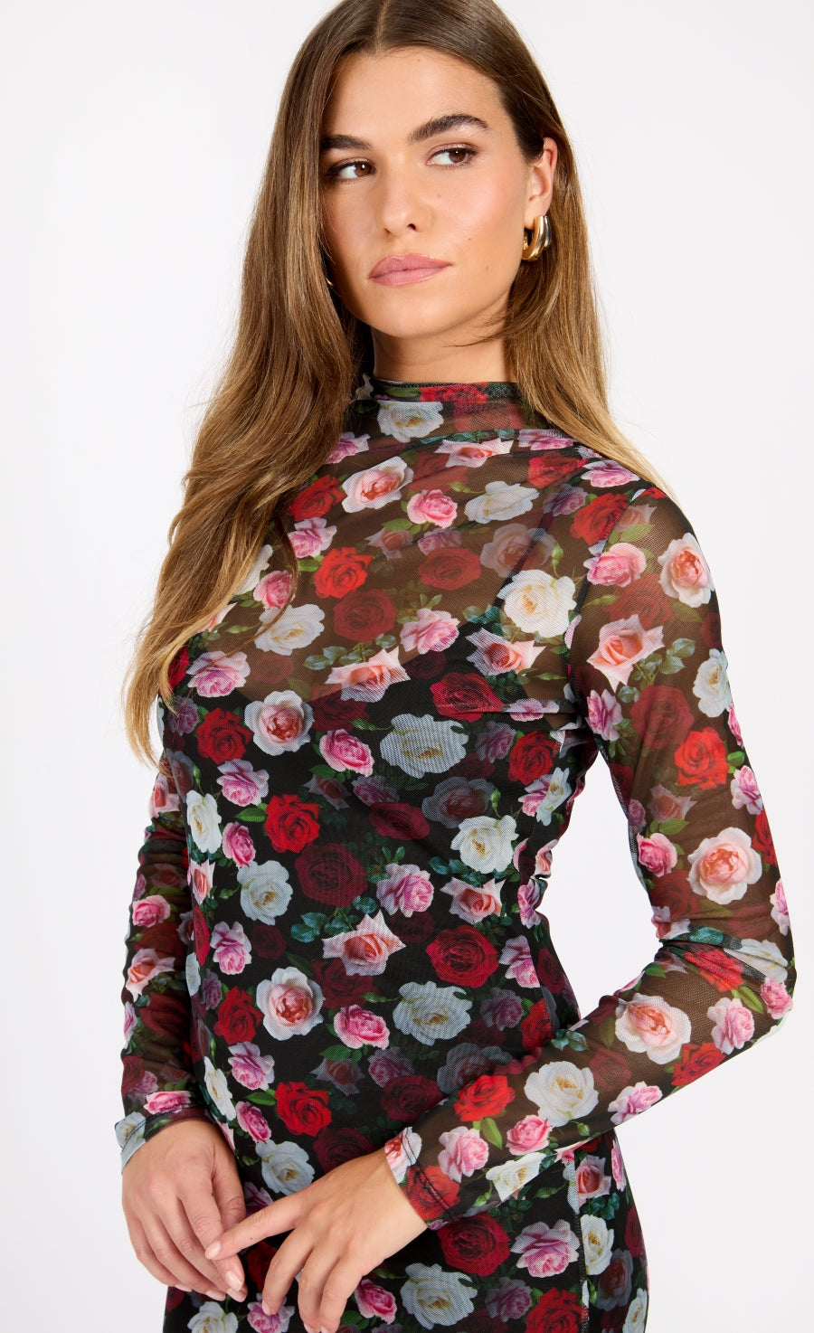 Floral Print Gathered Midaxi Bodycon Dress