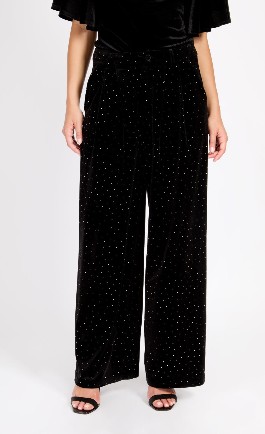 Black Velvet and Silver Diamante Trousers