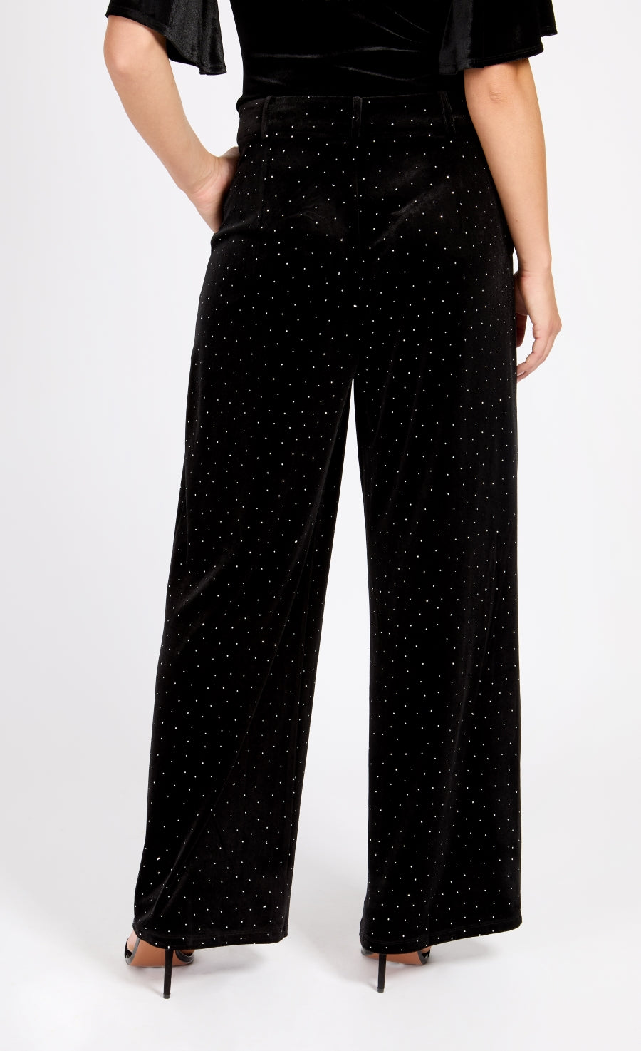 Black Velvet and Silver Diamante Trousers