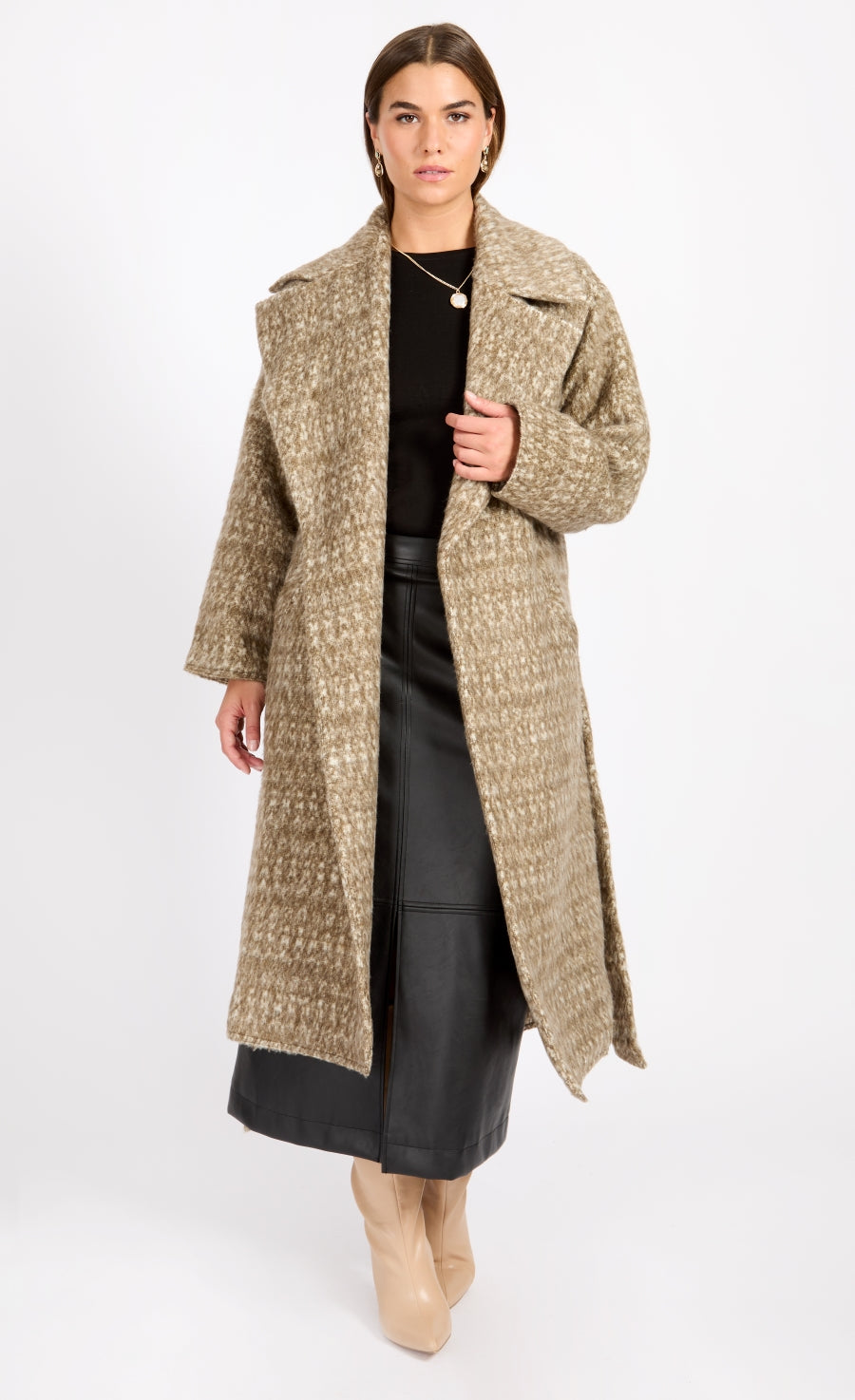 Oversized Oatmeal Wool Blend Coat