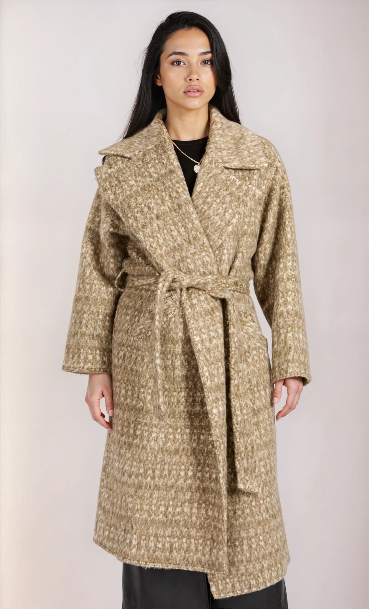 Oversized Oatmeal Wool Blend Coat