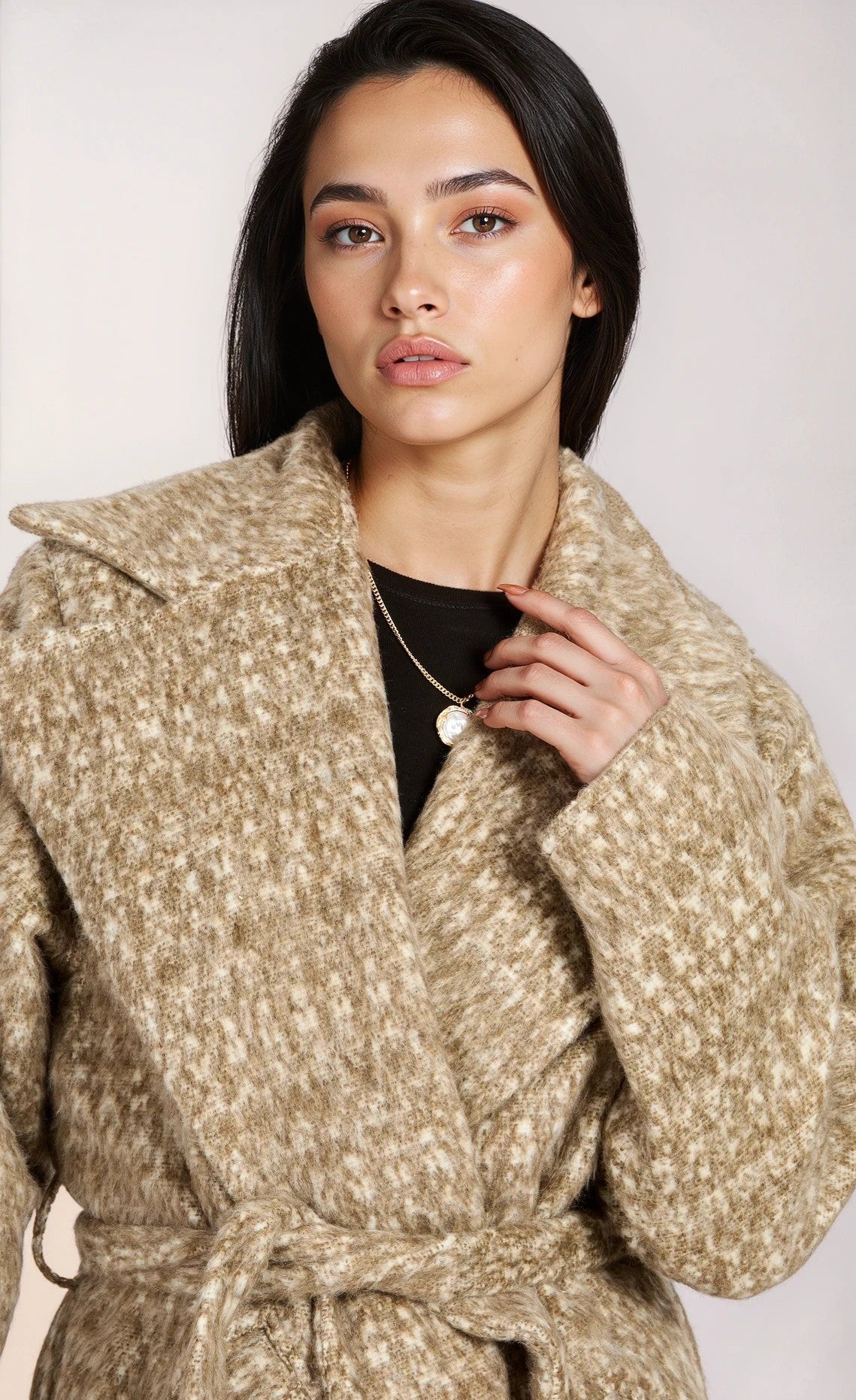 Oversized Oatmeal Wool Blend Coat