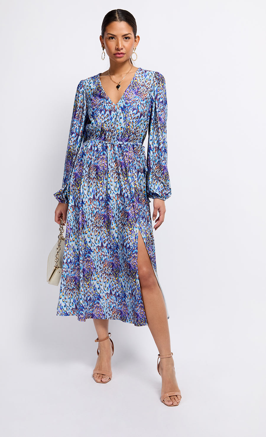 Peacock Print Midaxi Dress